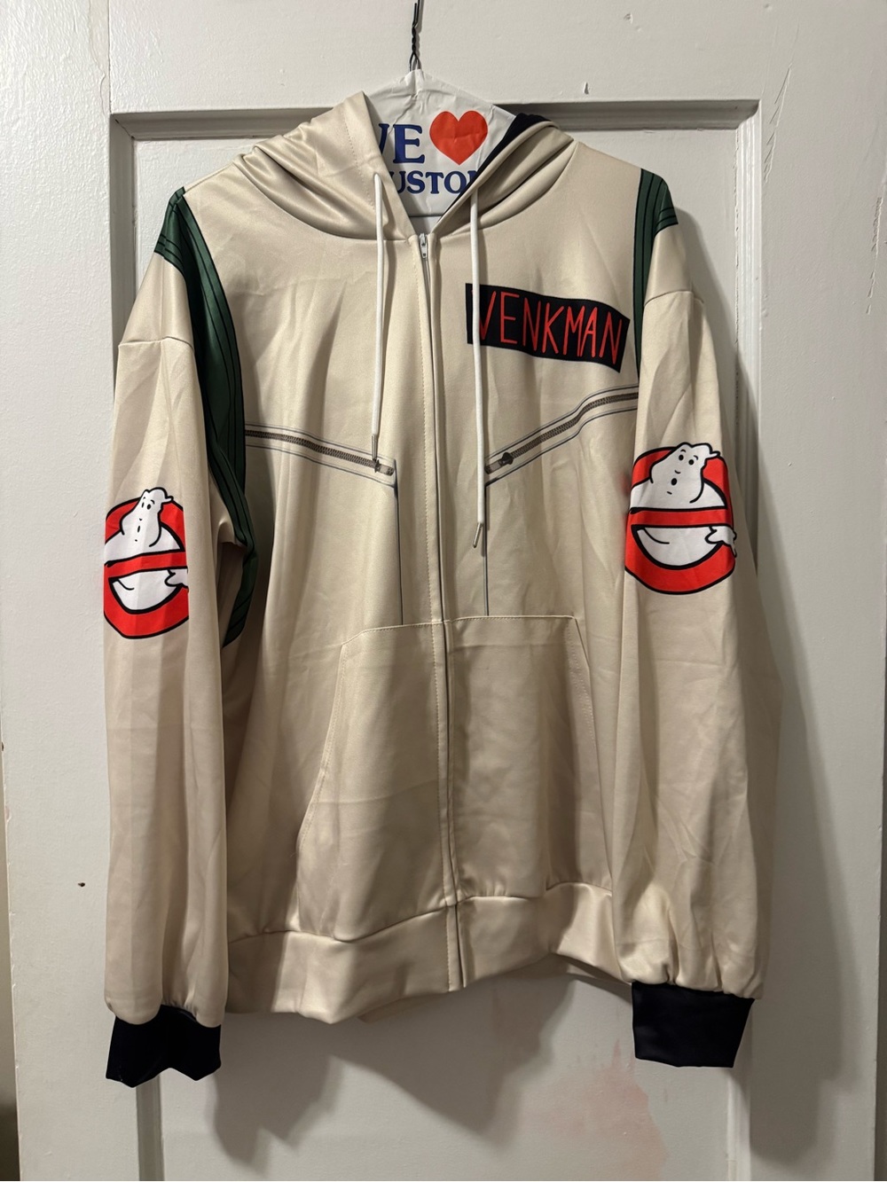 Ghostbusters Venkman Beige Zip-Up Hoodie Jacket